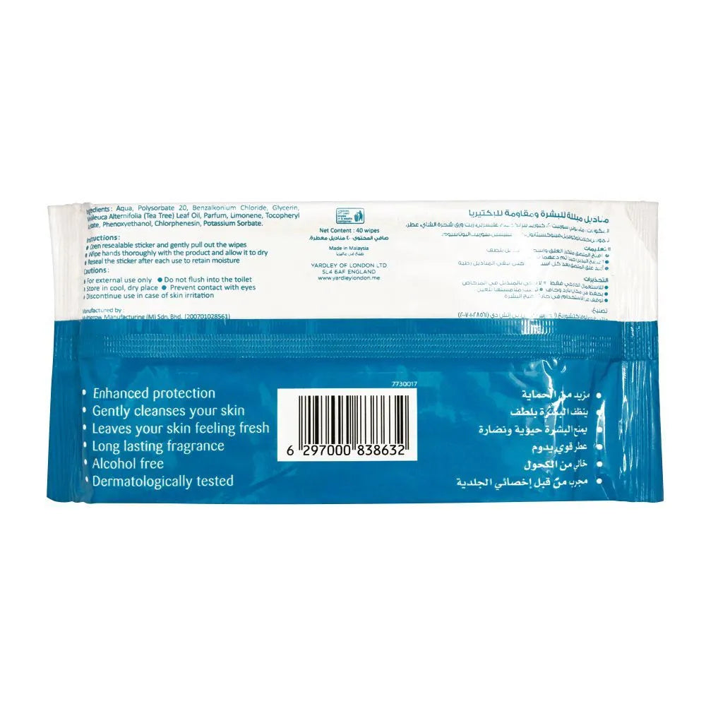 Yardley London Anti-Bacterial Skin Wipes – 40 Wipes - Buy Online in Pakistan at Cosmia.pk