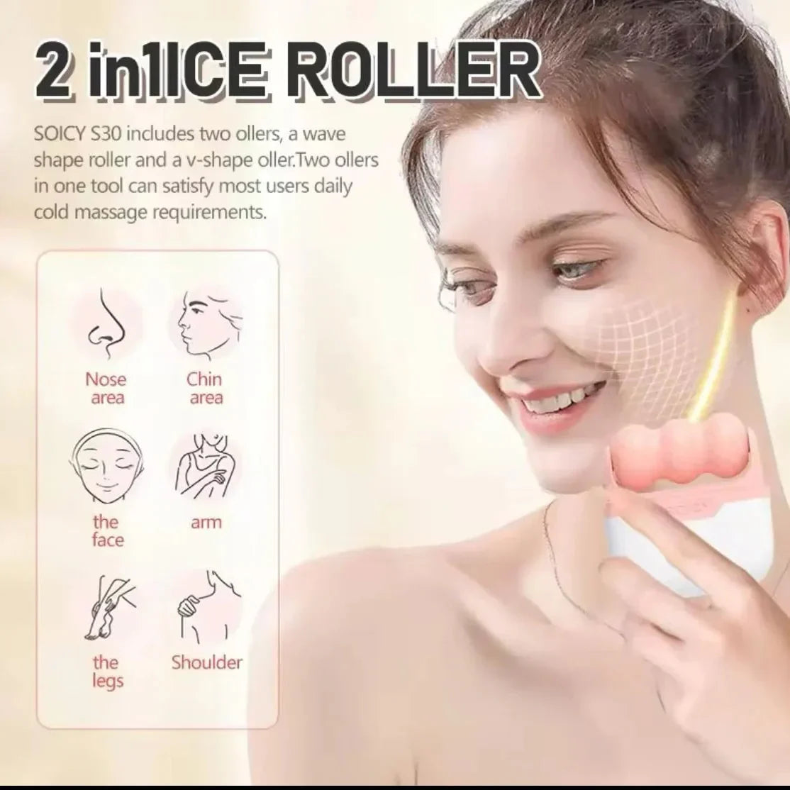 2-in-1 W+V Shaped Face Roller & Cool Ice Body Massager - Buy Online in Pakistan at Cosmia.pk