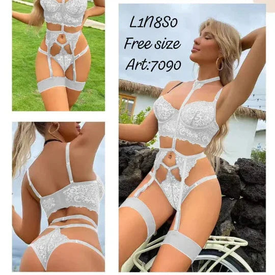 Lace Lingerie Set with Garters – Style 7090 - Buy Online in Pakistan at Cosmia.pk