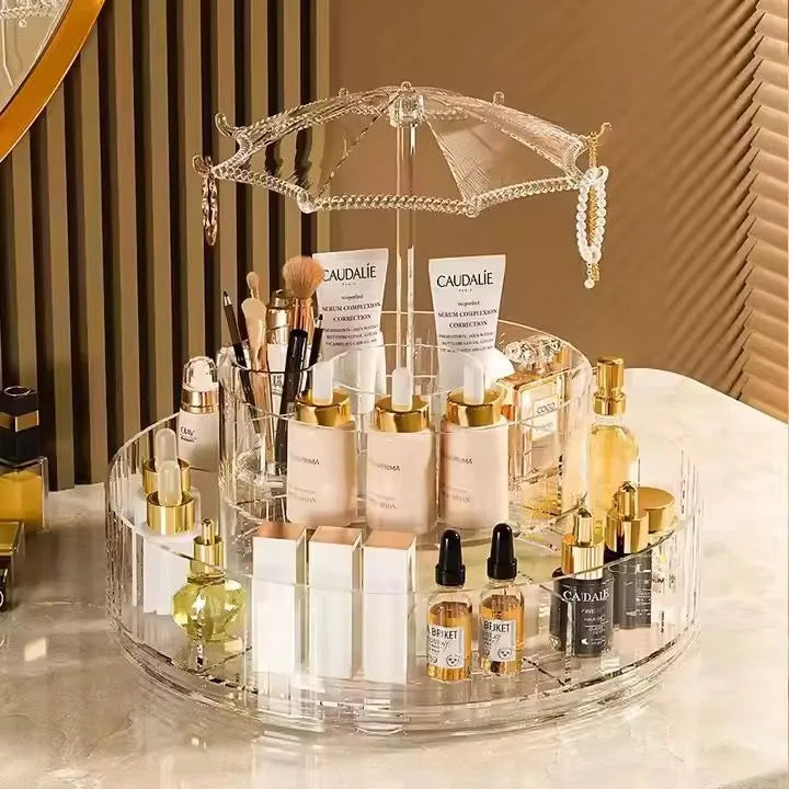 Light Luxury 360° Rotating Tabletop Cosmetics Storage Box - Buy Online in Pakistan at Cosmia.pk