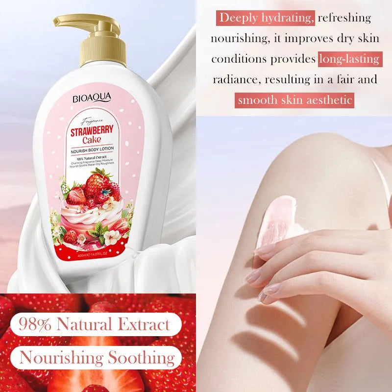 Bioaqua Fragrance Strawberry Cake Nourishing Body Lotion – 400 ml - Buy Online in Pakistan at Cosmia.pk