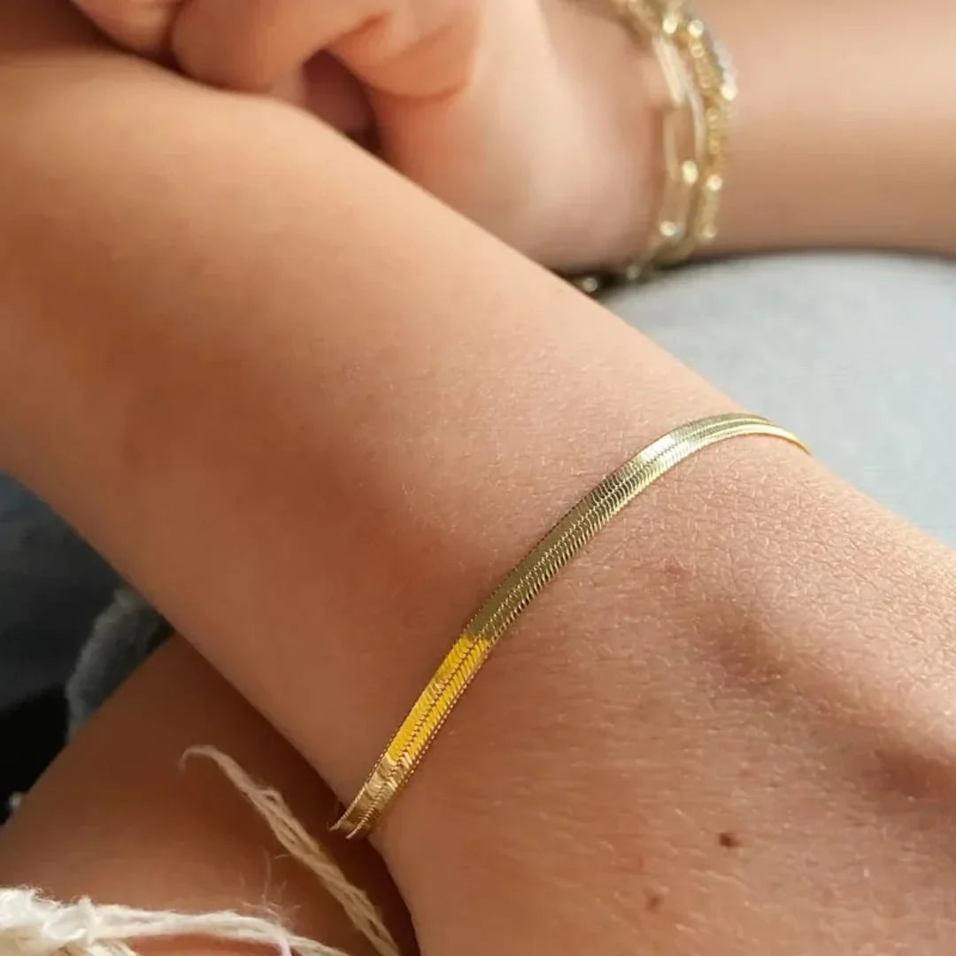 Trendy Flat Snake Chain Bracelets – Stainless Steel (Each) - Buy Online in Pakistan at Cosmia.pk