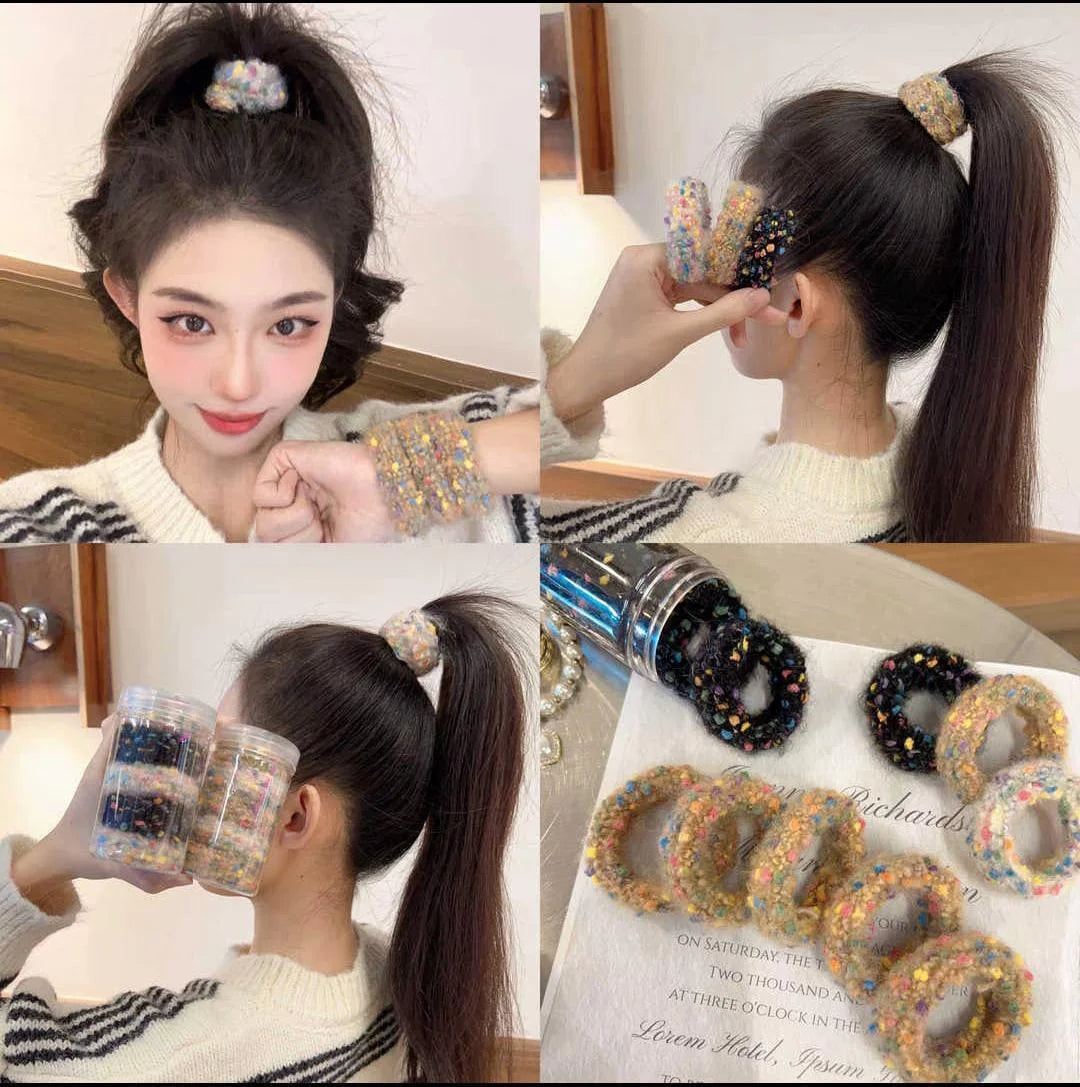 New Colored Dot Plush Hair Loop – Thick High Elastic Soft Velvet - Buy Online in Pakistan at Cosmia.pk