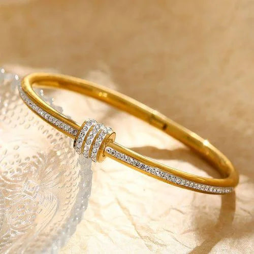 Gold Plated Zircon Bangle – Elegant Nut Style Bracelet - Buy Online in Pakistan at Cosmia.pk