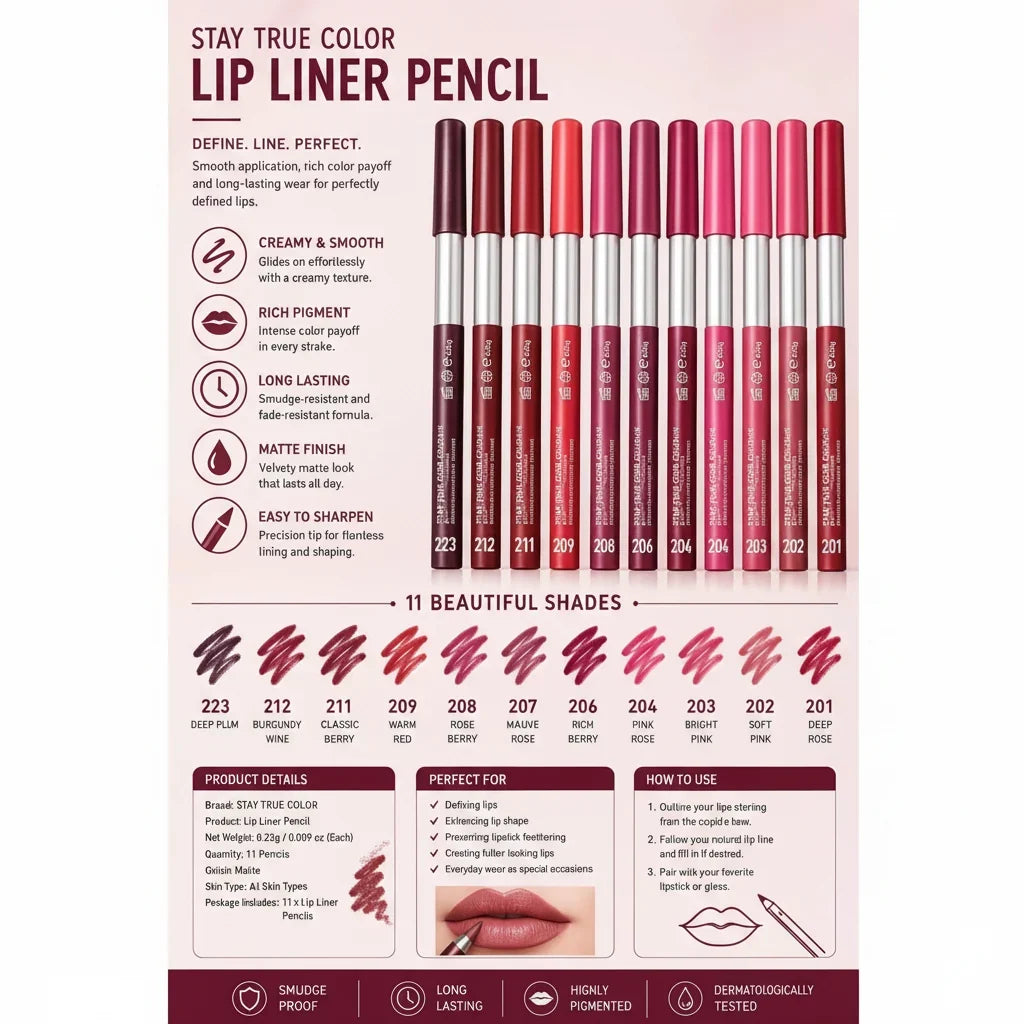 Stay True Color Lip Liner Pencil - Each Set - Buy Online in Pakistan at Cosmia.pk