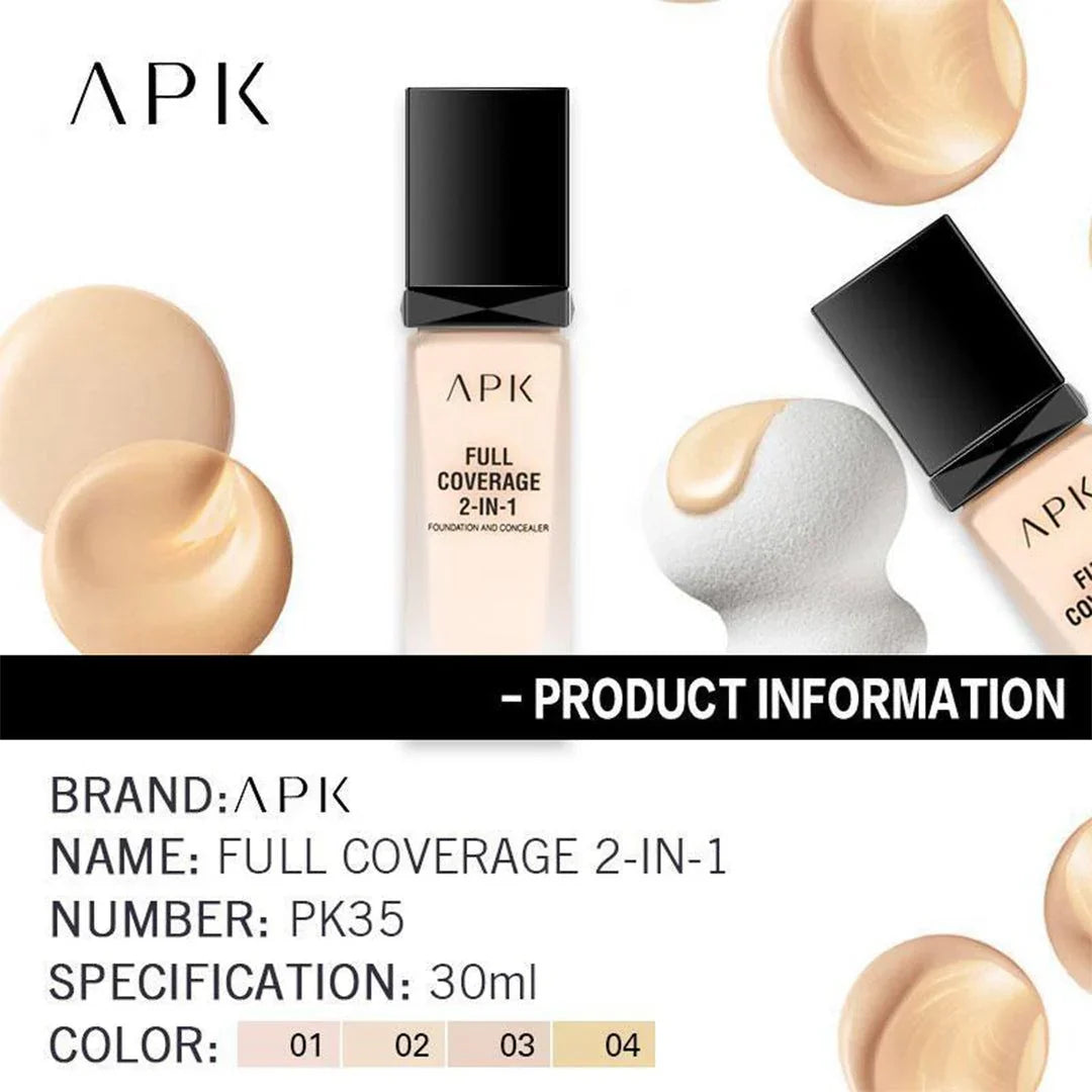 APK Full Coverage 2-in-1 Foundation & Concealer – 30ml - Buy Online in Pakistan at Cosmia.pk