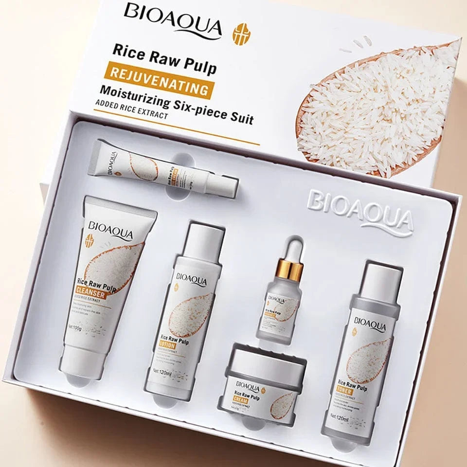 Bioaqua Rice Raw Pulp Rejuvenating & Moisturizing - Six Piece Suit Kit - Buy Online in Pakistan at Cosmia.pk