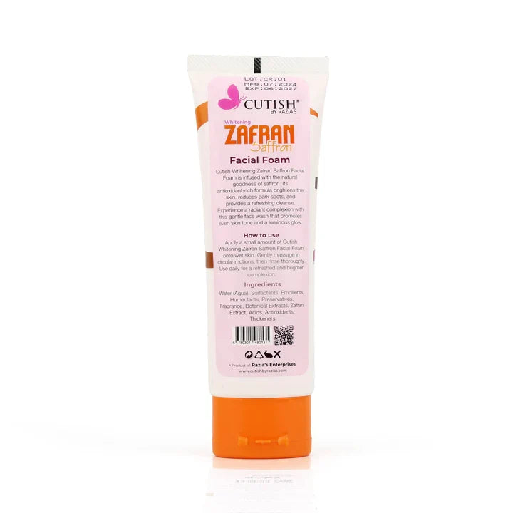 Cutish Zafran Facial foam 100ml - Buy Online in Pakistan at Cosmia.pk
