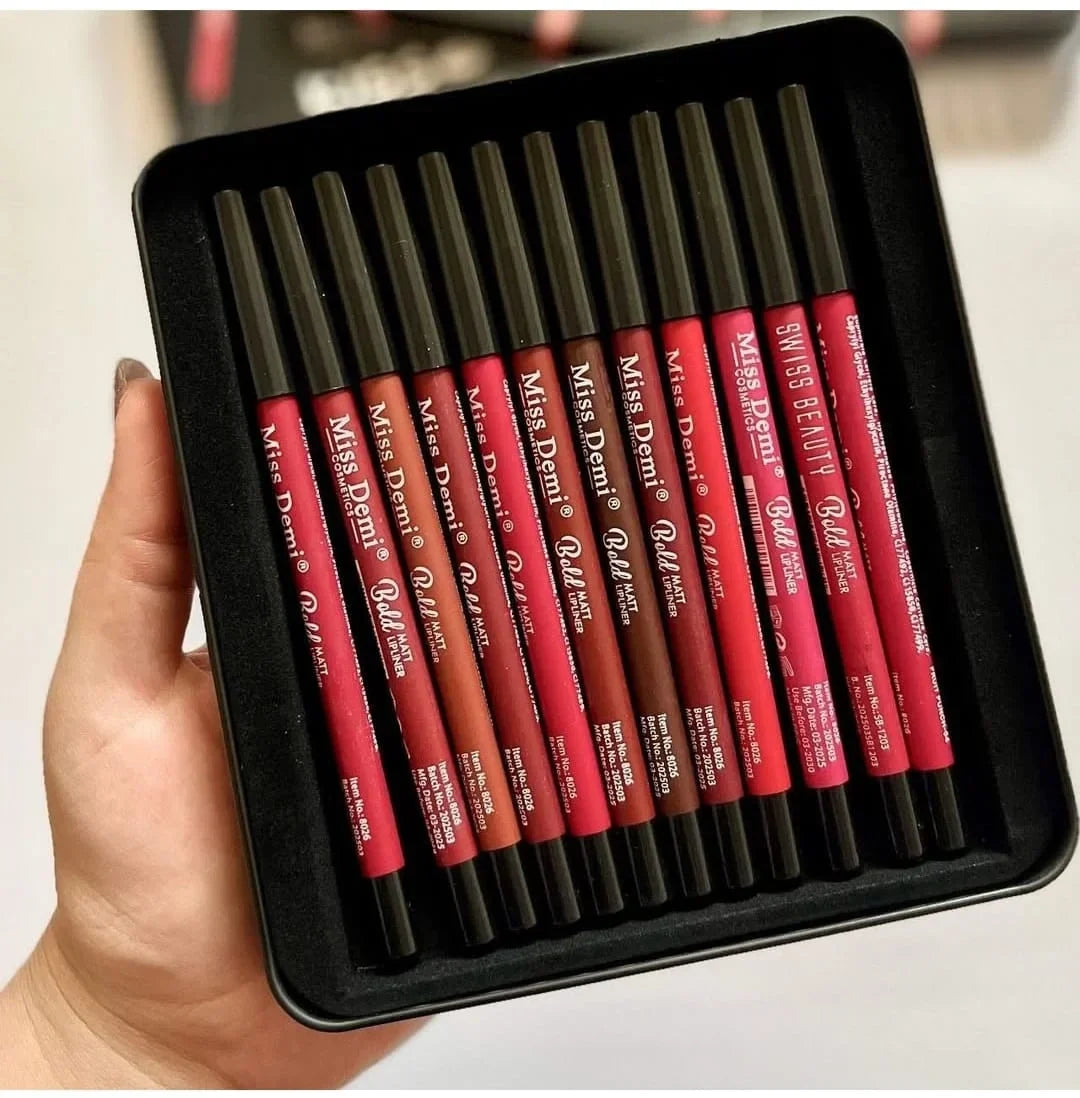 Miss Demi Kiss Matte Lipliner 12- Pcs Set - Buy Online in Pakistan at Cosmia.pk