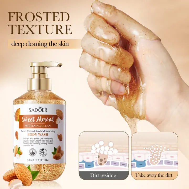Sadoer Sweet Almond Scrub Moisturising Body Wash – 500ml - Buy Online in Pakistan at Cosmia.pk
