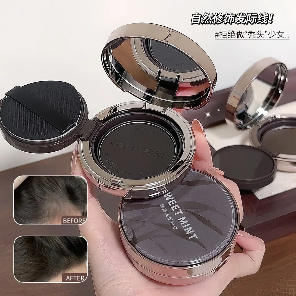 Sweet Mint Fluffy HairStyle Powder Compact With Puff - Each - Buy Online in Pakistan at Cosmia.pk