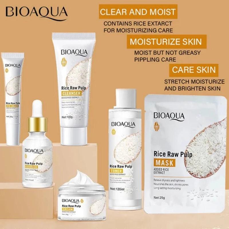 6 in 1 Bioaqua Rice Pulp Glow Moisturizing Skin Set - Buy Online in Pakistan at Cosmia.pk