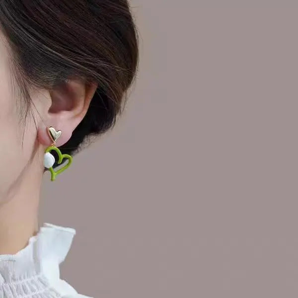 French White Flower Tulip Fruit Green Peach Heart Earring - Buy Online in Pakistan at Cosmia.pk