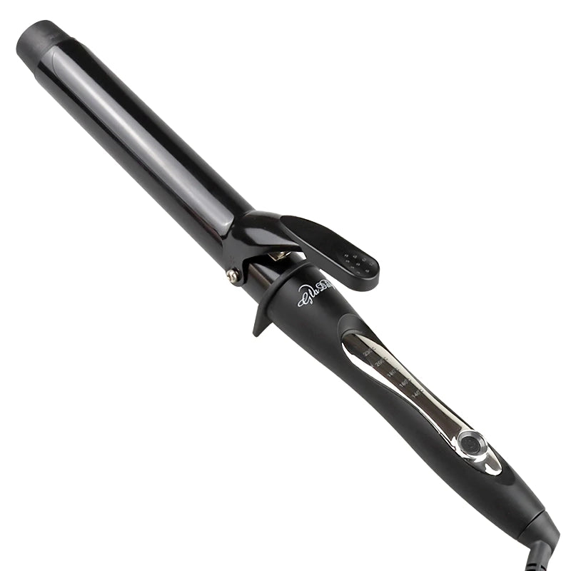 Black ceramic curling iron with temperature dial