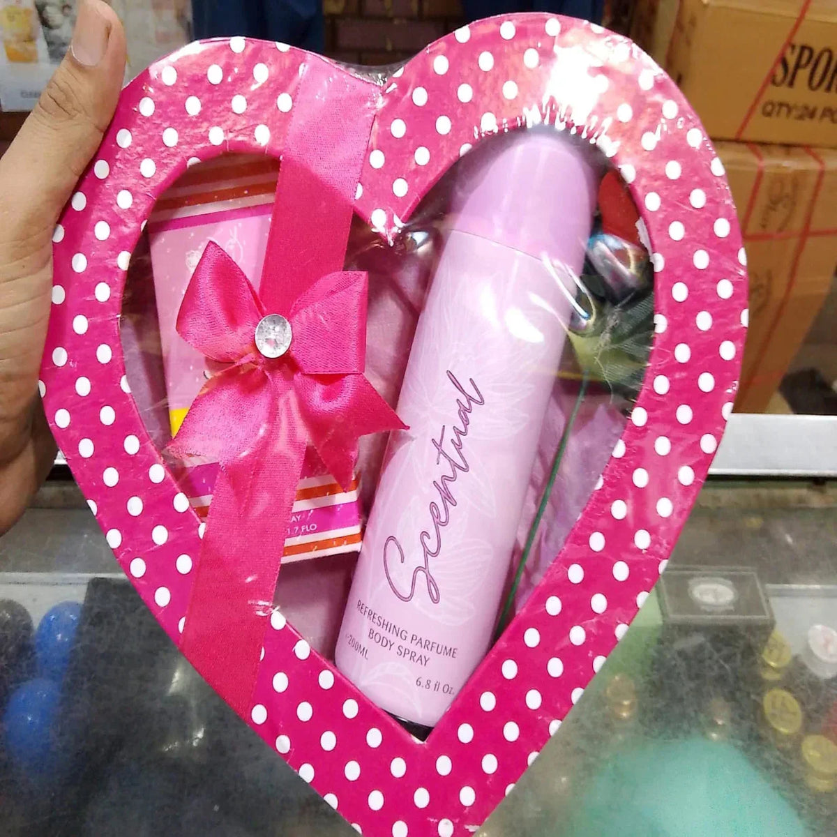 Heart Shape Gift Pack 2 Pcs Perfume 35ml + 200ml Body Spray Set - Buy Online in Pakistan at Cosmia.pk