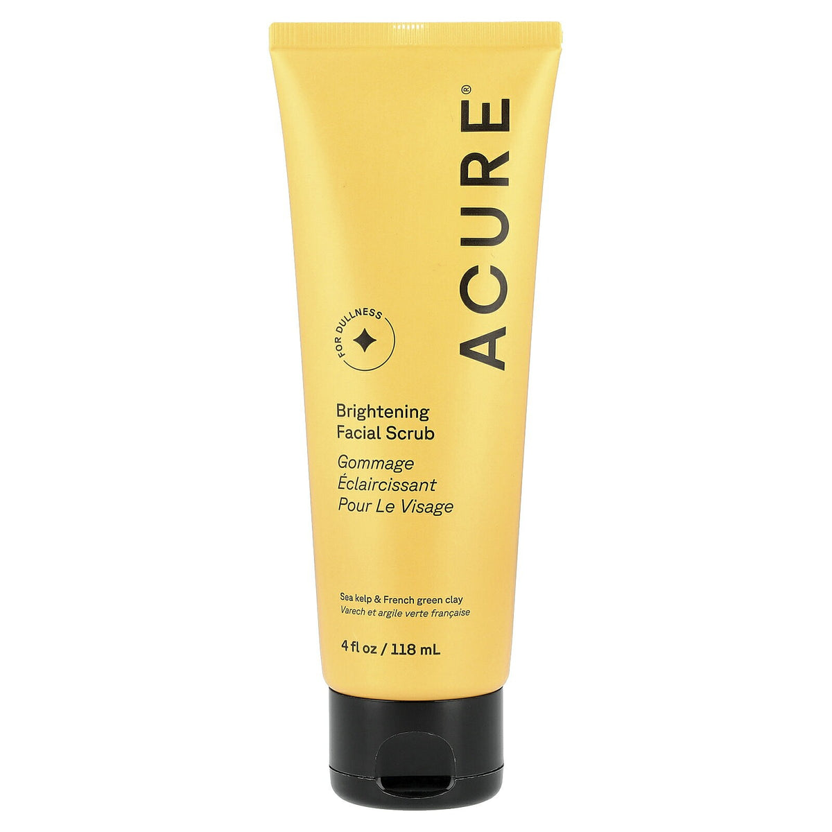 Acure Brightening Facial Scrub 118ml sea kelp French green clay exfoliant