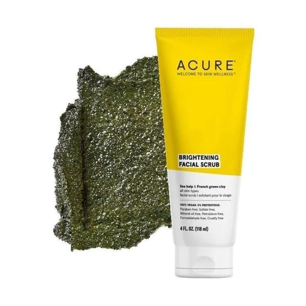 Acure Brightening Facial Scrub texture swatch with tube online in Pakistan