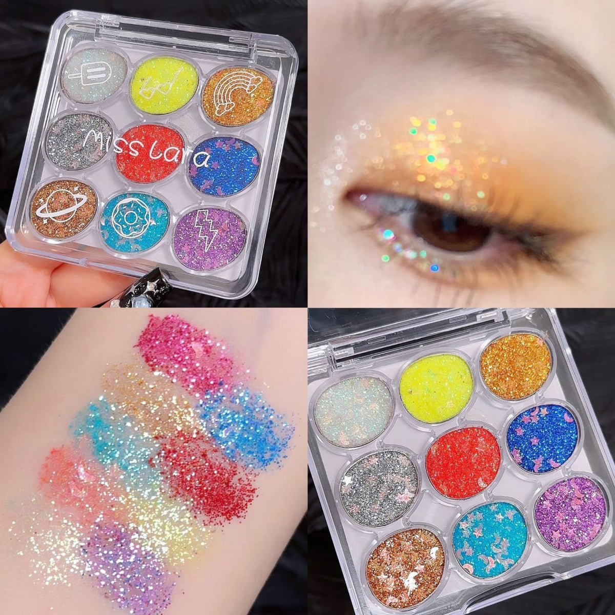 Miss Lara Cream Glitter Eyeshadow Palette - 9 Color - Buy Online in Pakistan at Cosmia.pk