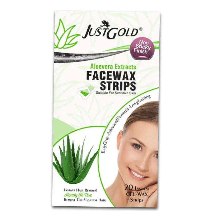 Justgold’s Face Wax Strips - Aloevera Extracts (20 Strips) - Buy Online in Pakistan at Cosmia.pk