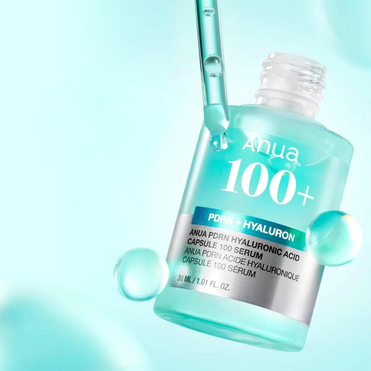 Anua PDRN Hyaluronic Acid Capsule 100 Serum 30ml — official dropper texture close-up, buy online in Pakistan