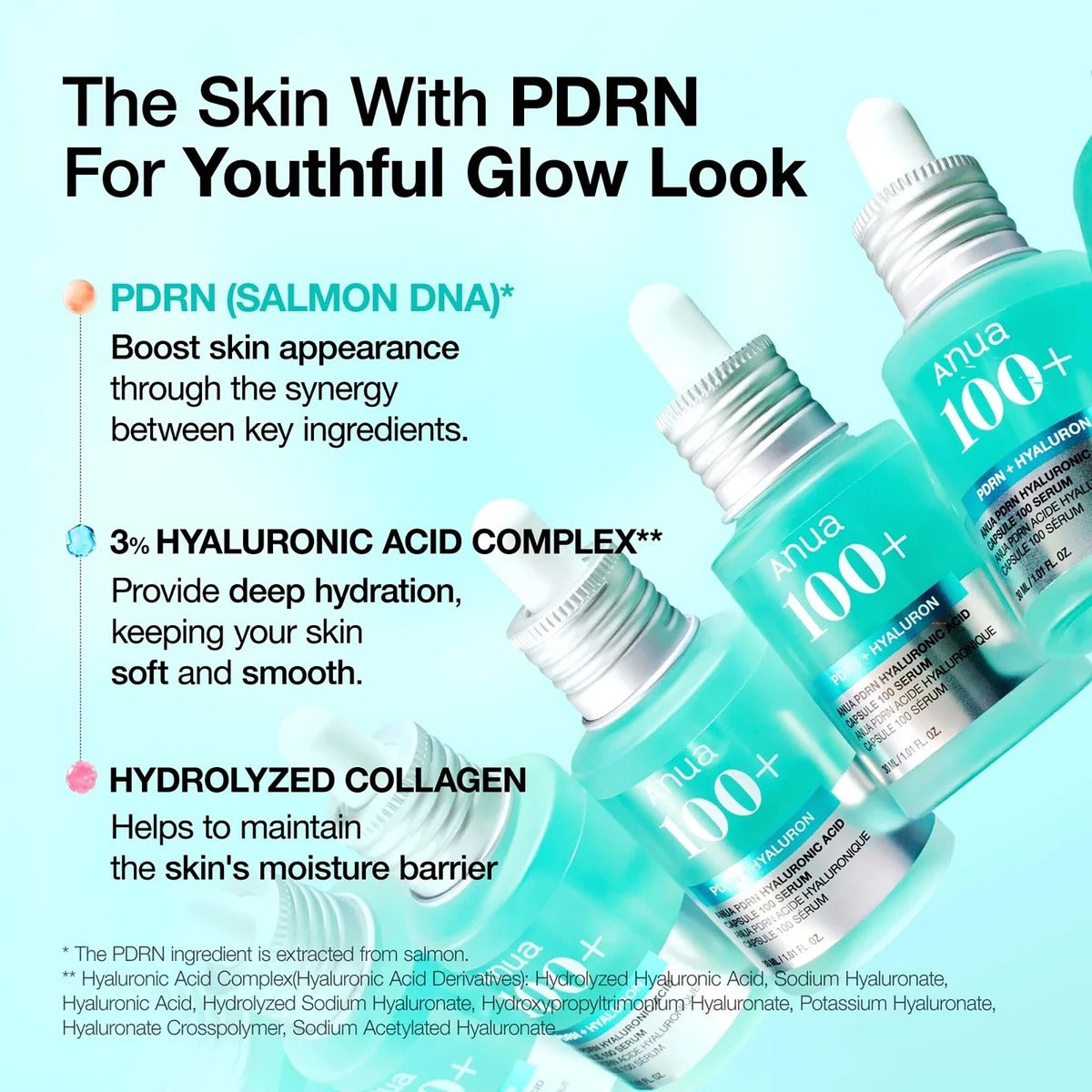 Anua PDRN Hyaluronic Acid Capsule 100 Serum key ingredients - Buy Online in Pakistan at Cosmia.pk