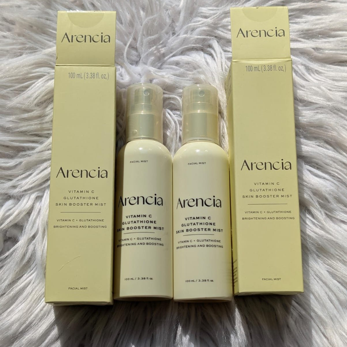 Arencia Vitamin C Glutathione Skin Booster Mist 100ml bottles with boxes — original Korean facial mist at Cosmia.pk