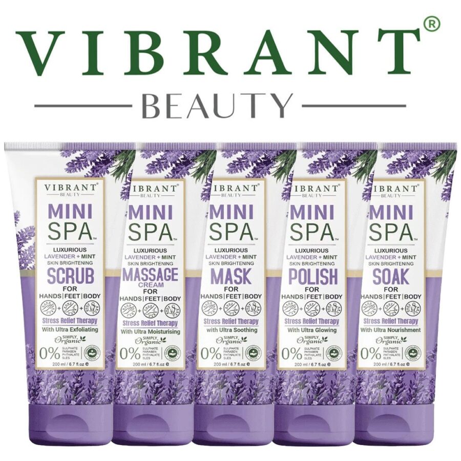 Vibrant Beauty Mini Spa Lavender + Mint Manicure Pedicure Kit 200 ML(5Pcs) - Buy Online in Pakistan at Cosmia.pk