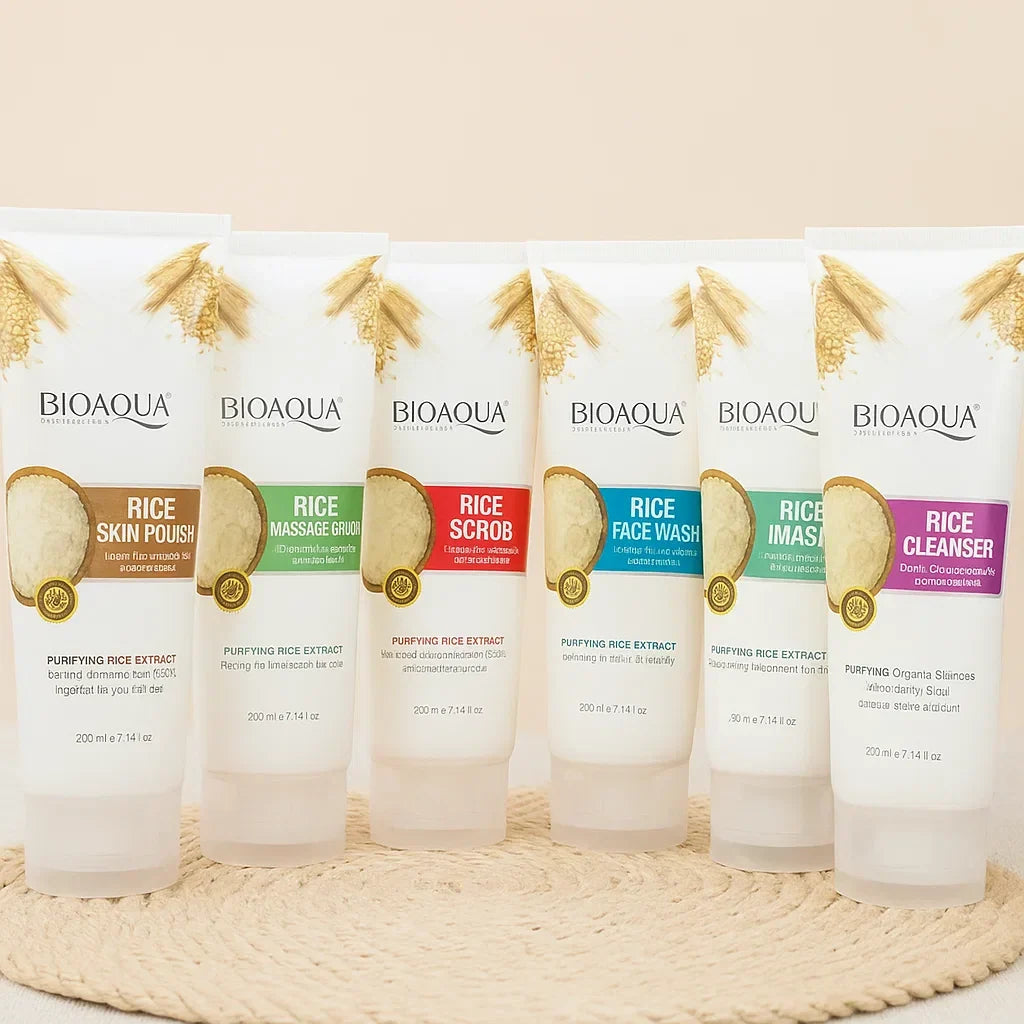 Bioaqua 6-Piece Rice Facial Set - 200 ml Each - Buy Online in Pakistan at Cosmia.pk