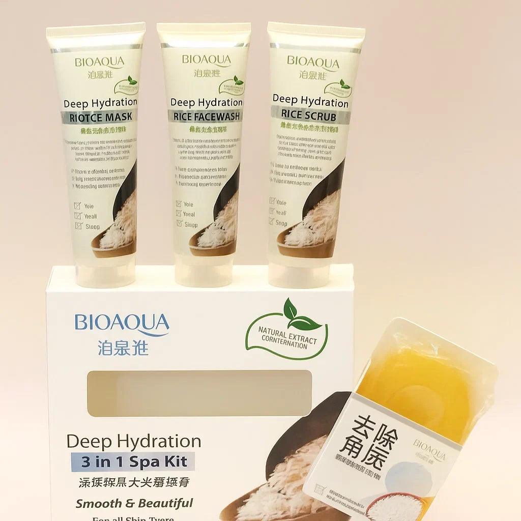 BIOAQUA Deep Hydration 3in1 Spa kit with Free Rice Soap - Buy Online in Pakistan at Cosmia.pk