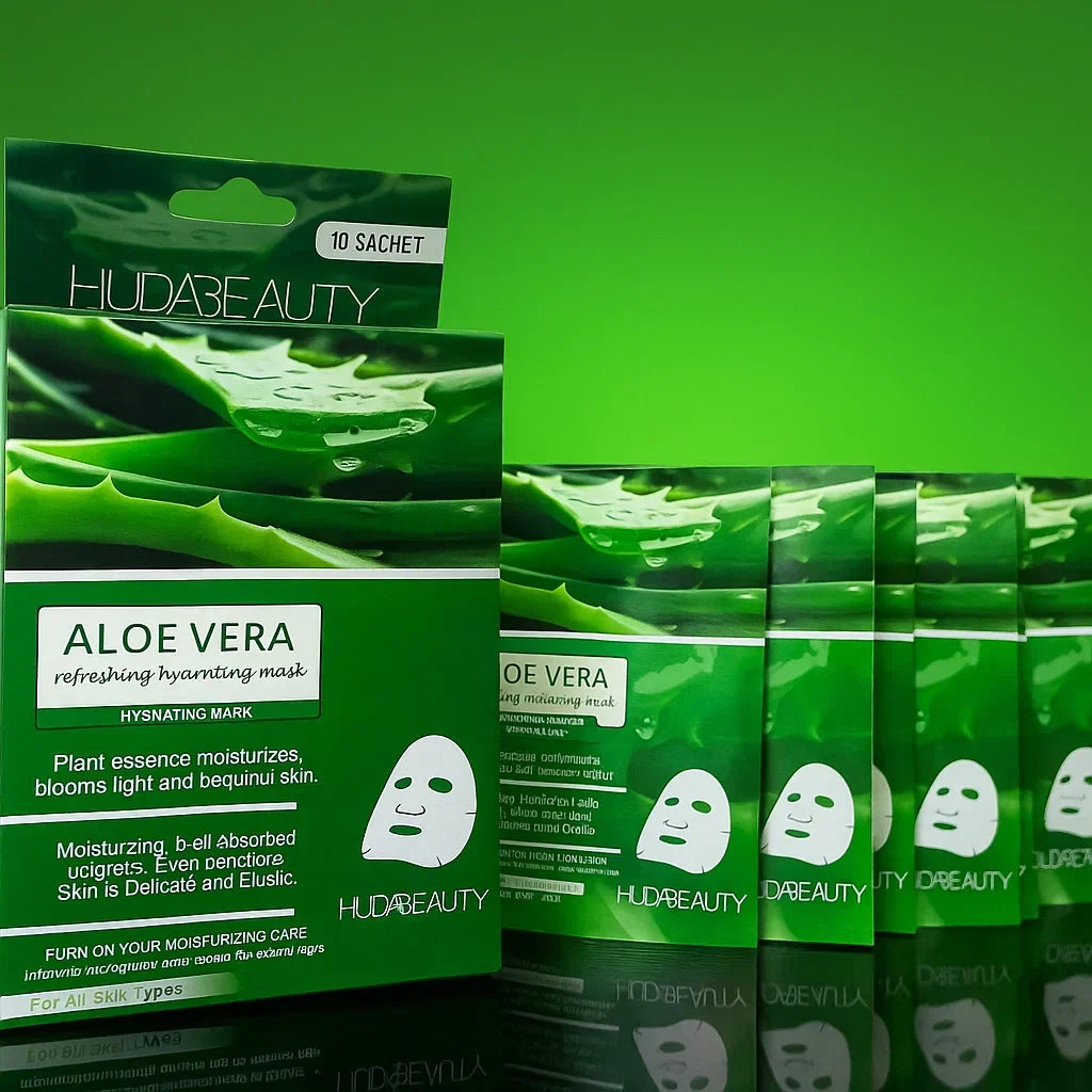 Huda Beauty Aloe Vera Refreshing Hydrating Mask 10 Pcs - 20ml Each - Buy Online in Pakistan at Cosmia.pk