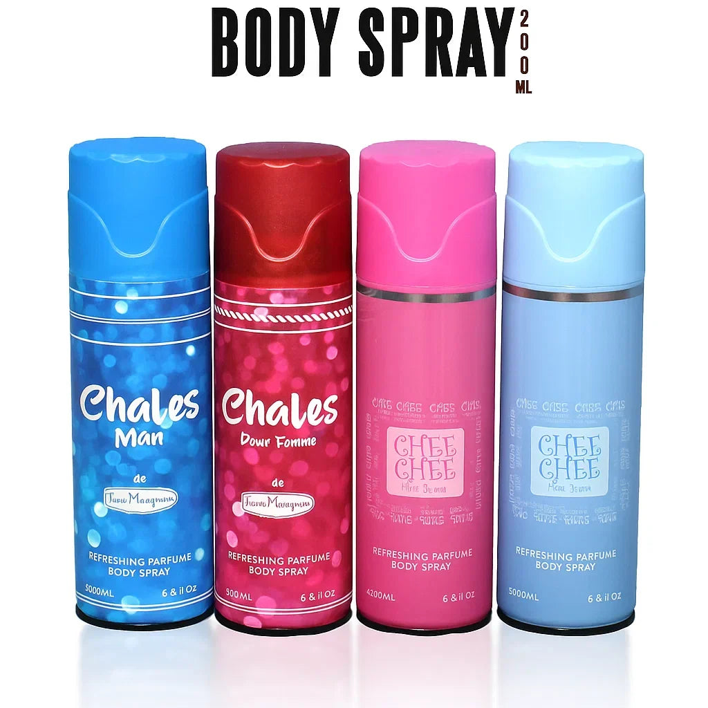 TEZN Body Spray - 4 Pcs - Each 200ml - Chales Man, Chales Pour Femme, Pink Femme and Blew Man - Buy Online in Pakistan at Cosmia.pk