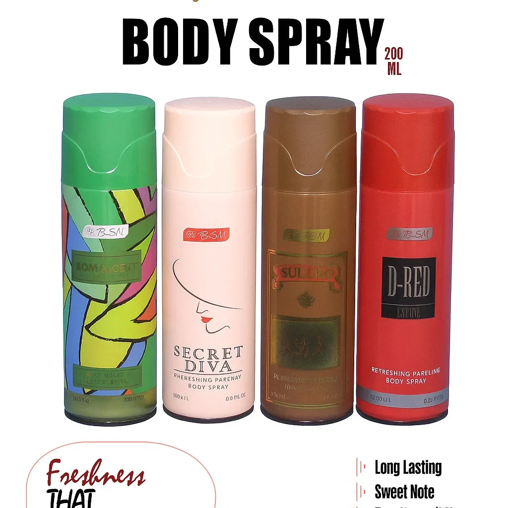 TEZN Body Spray – 4 Pcs Set - Romascent, Secret Diva, Sugaro, and D-Red Desire - Buy Online in Pakistan at Cosmia.pk