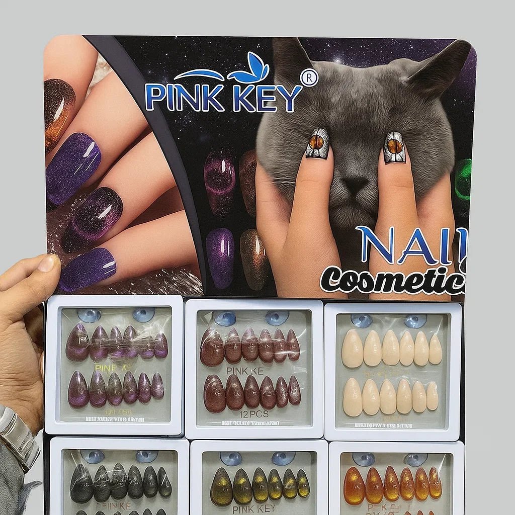 Pink Key Cat's Eye Artificial Nails - Buy Online in Pakistan at Cosmia.pk