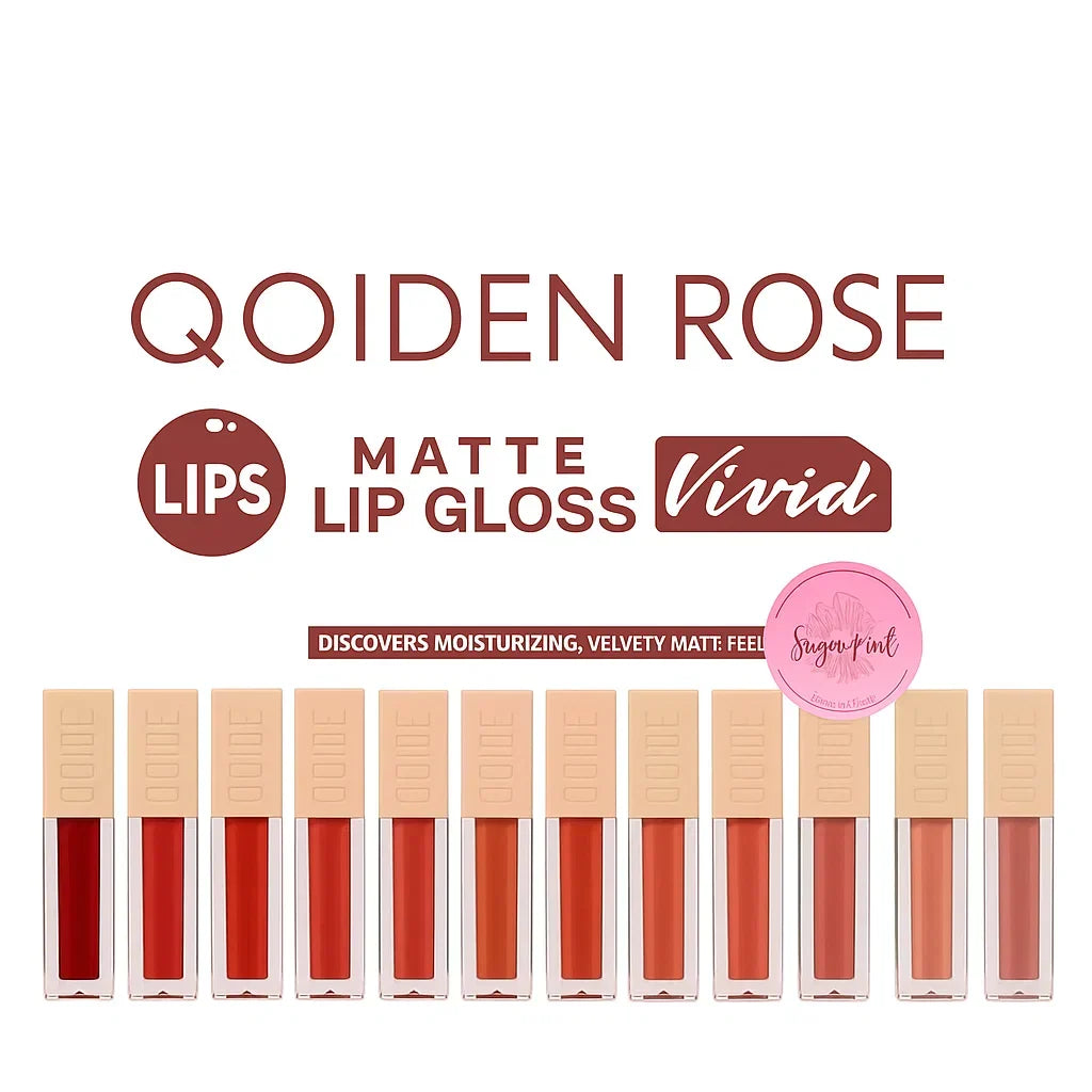 Qoiden Rose Matte Lipgloss - 12 Pcs Set - Buy Online in Pakistan at Cosmia.pk