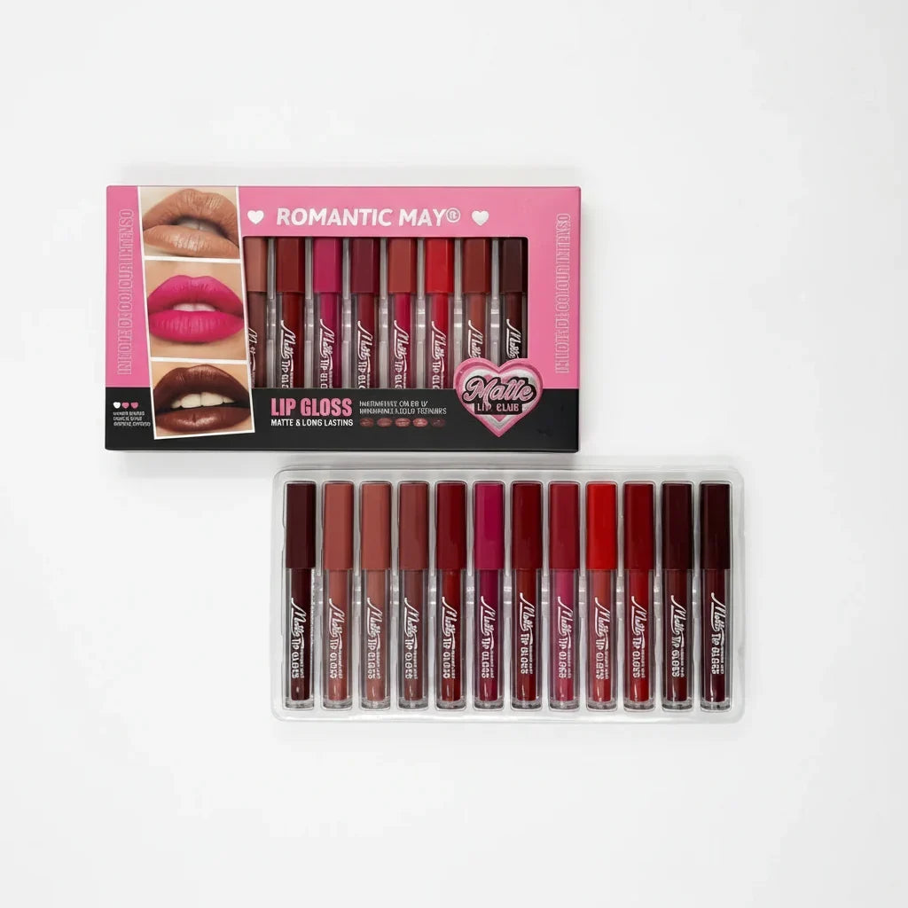 Romantic May Matte Lip Club Liquid Lip Gloss – 12 Piece Set - Buy Online in Pakistan at Cosmia.pk