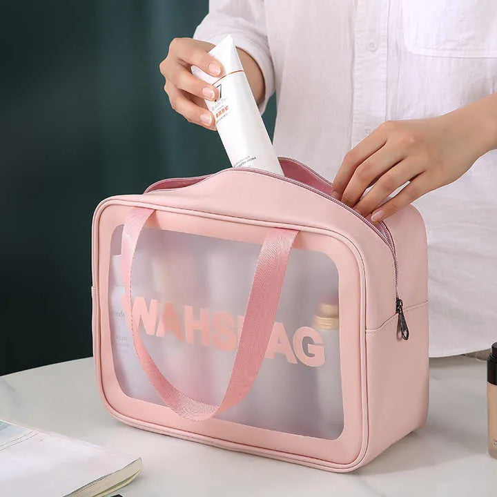 Women Portable Travel Wash Bag Transparent Waterproof Makeup Storage - Buy Online in Pakistan at Cosmia.pk