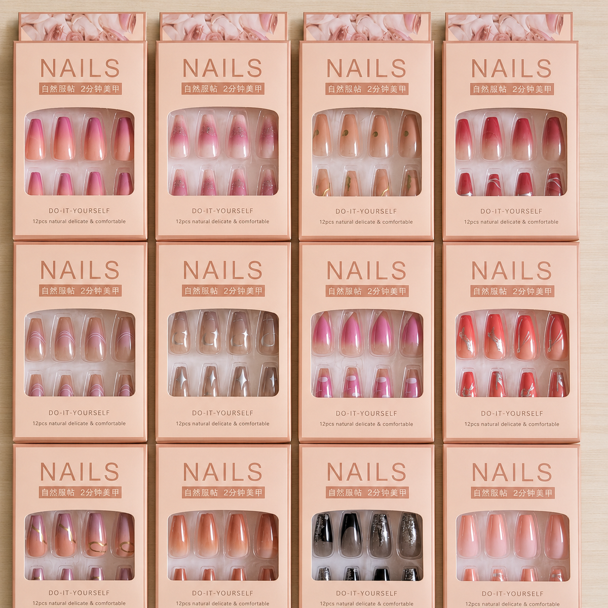 Luxury Gradient Press On Nails – 12Pcs - Buy Online in Pakistan at Cosmia.pk