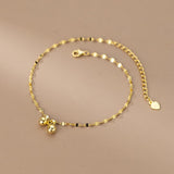 Gold Bell Charm Anklet for Women - twisted lip chain with lobster clasp