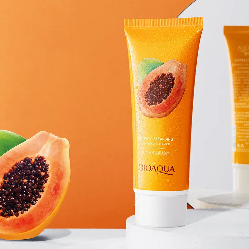 BIOAQUA Papaya Face Wash Moisturizing Shrink Pore Face Wash Foam Facial Cleanser - 100g - Buy Online in Pakistan at Cosmia.pk