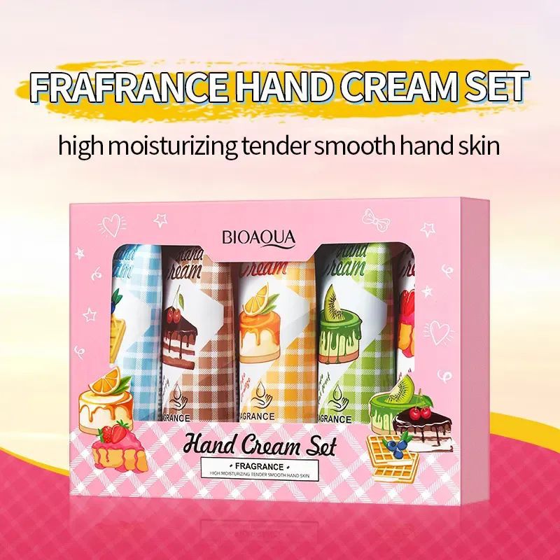 BIOAQUA Fragrance Hand Cream Set pink gift box — pack of 5 mini hand creams online in Pakistan