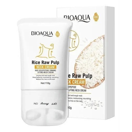 Bioaqua Rice Raw Pulp Neck Cream Roller 110g - tube and box, Rice Polypeptide Firming Lifting Neck Cream