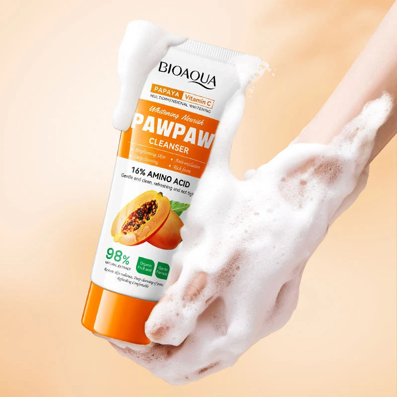 BIOAQUA Papaya Vitamin C Pawpaw 98% Exfoliating Cleanser – 100g online in Pakistan - Cosmia.pk - Image 2