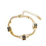 316L stainless steel black crystal cube charm bracelet flat lay