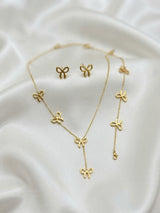 316L Stainless Steel Bowknot Necklace Bracelet Earrings Set for Women in gold - buy online in Pakistan at Cosmia.pk