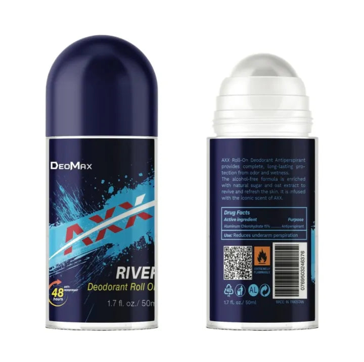 Deomax River Deodorant Roll On 48H Long Lasting 50ml - Buy Online in Pakistan at Cosmia.pk