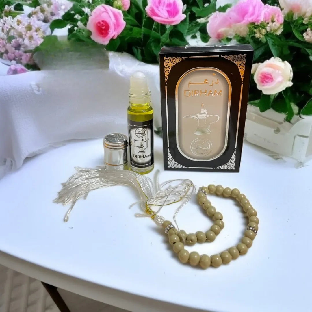 Dirham Attar With Tasbeeh Alcohol-Free Fragrance - 6ml - Buy Online in Pakistan at Cosmia.pk