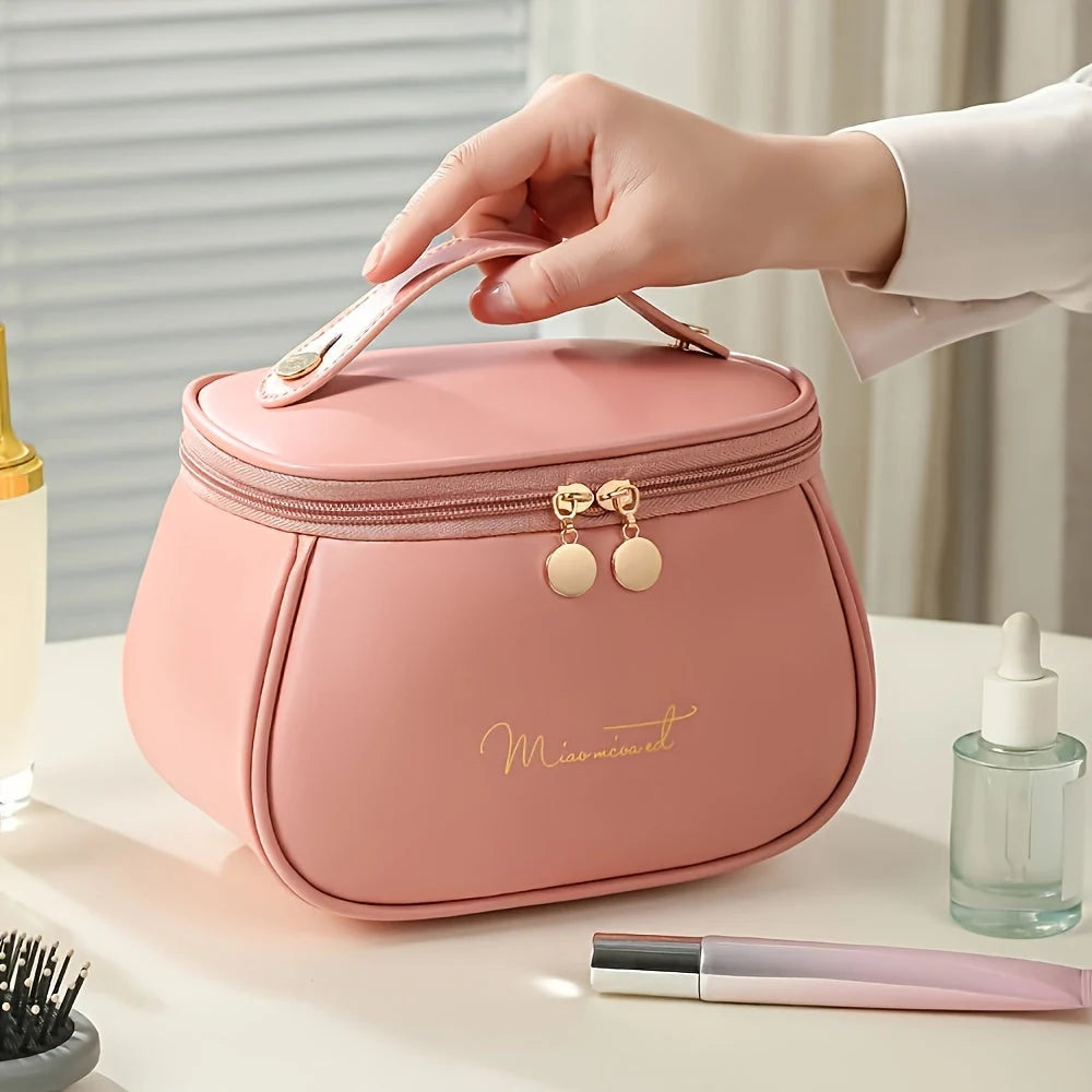 Pink portable mini cosmetic bag PU - variant Pink