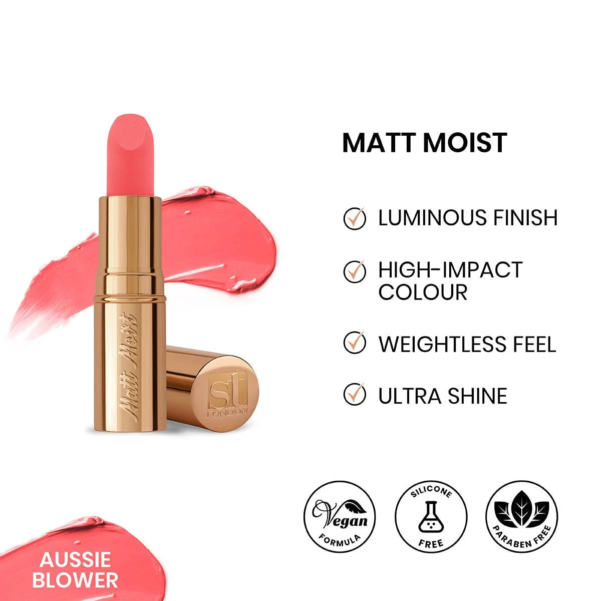 ST London Matt Moist Long-Lasting Lipstick - Latte