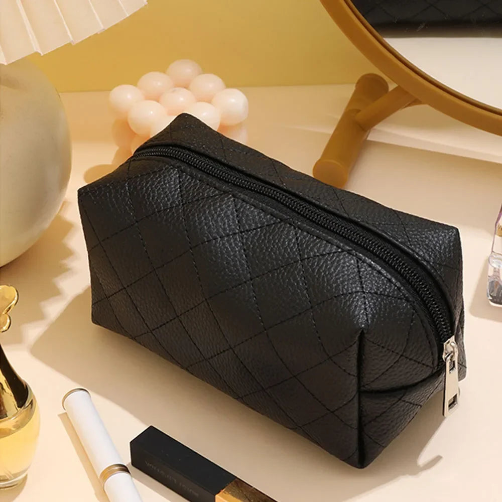 Black portable mini cosmetic bag PU - variant Black
