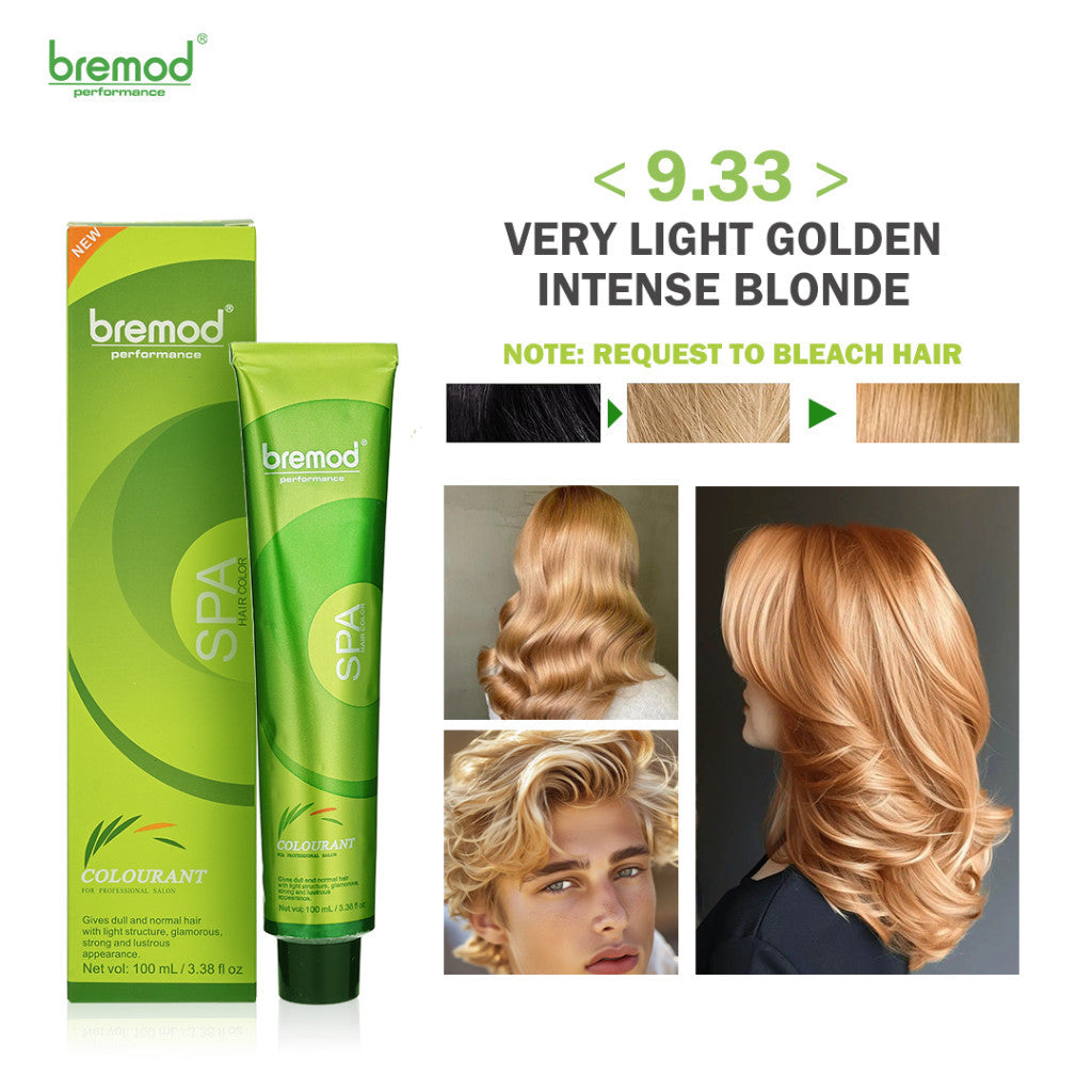 Bremod Hair Color Tube+Developer - 100ml - 9.33 Very Light Intense Gold Blond